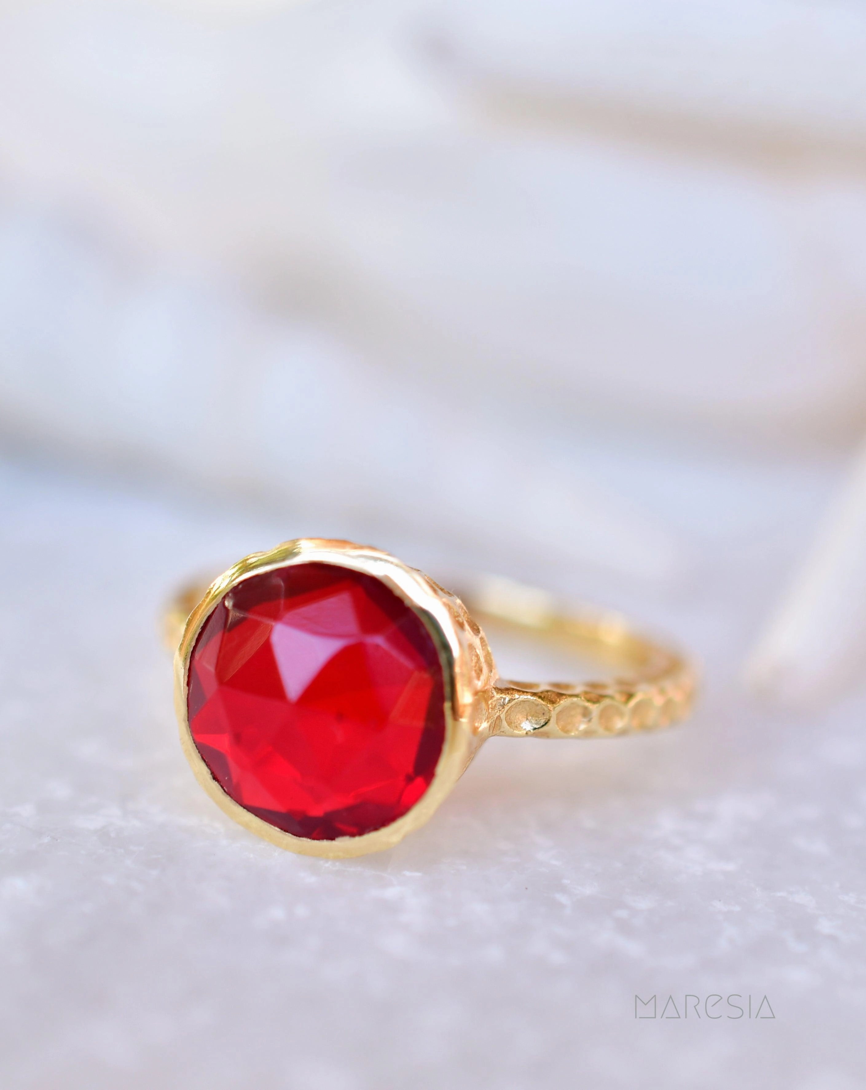 Gabi Garnet hydro Gold Ring ~ 18k Gold Plated ~ SMR114
