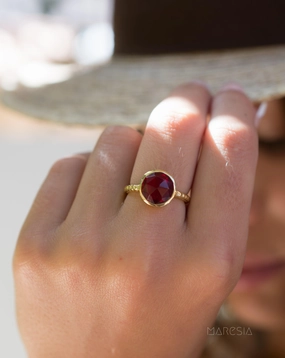 Gabi Garnet hydro Gold Ring ~ 18k Gold Plated ~ SMR114