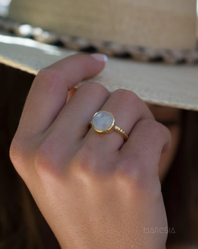 Gabi Rainbow Moonstone Ring  ~ 18k Gold Plated ~ SMR107