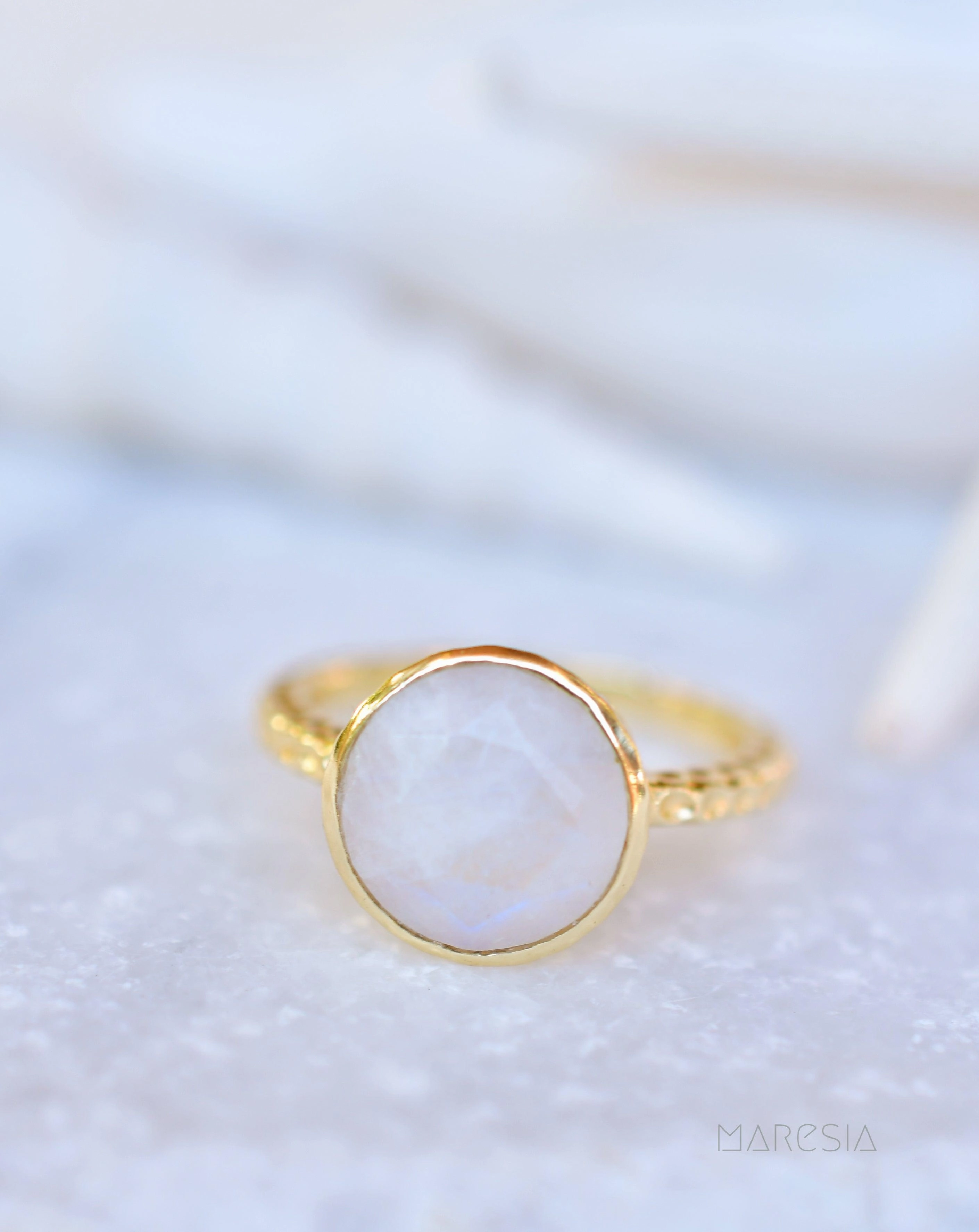 Gabi Rainbow Moonstone Ring  ~ 18k Gold Plated ~ SMR107