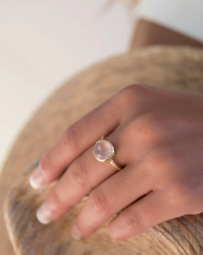 Gabi Rose Quartz Gold Ring ~ 18k Gold Plated ~ SMR110