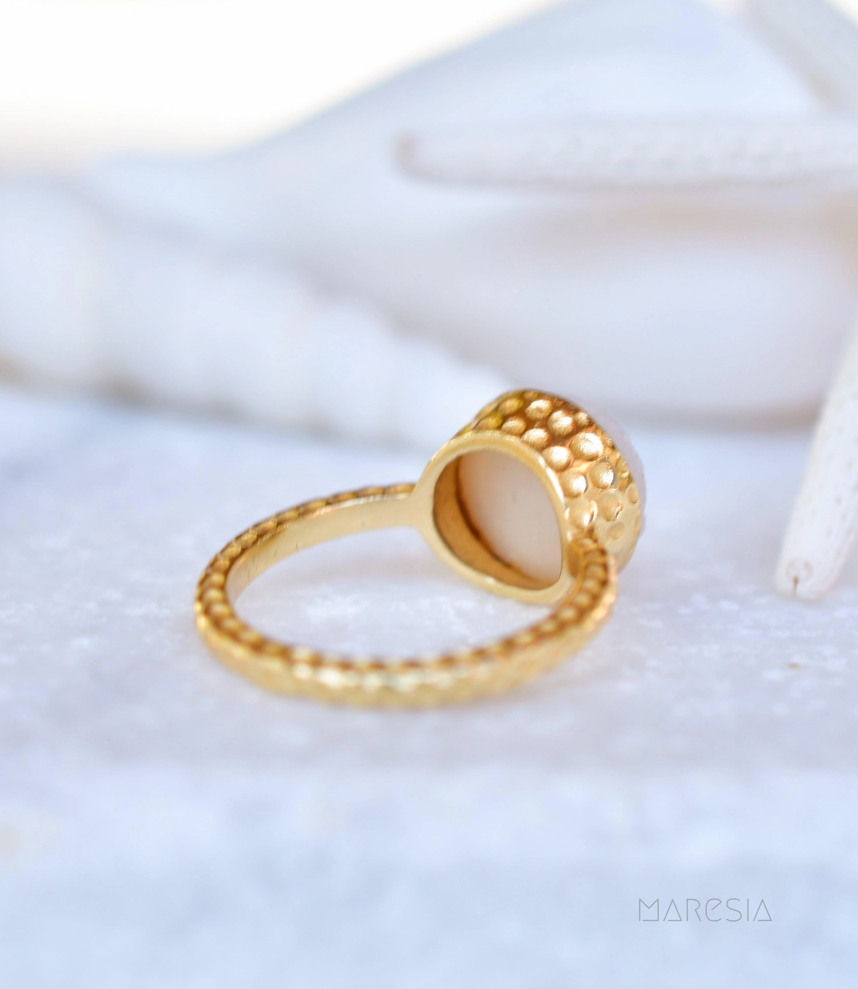 Gabi White Druzy Gold Ring ~ 18k Gold Plated ~ SMR108