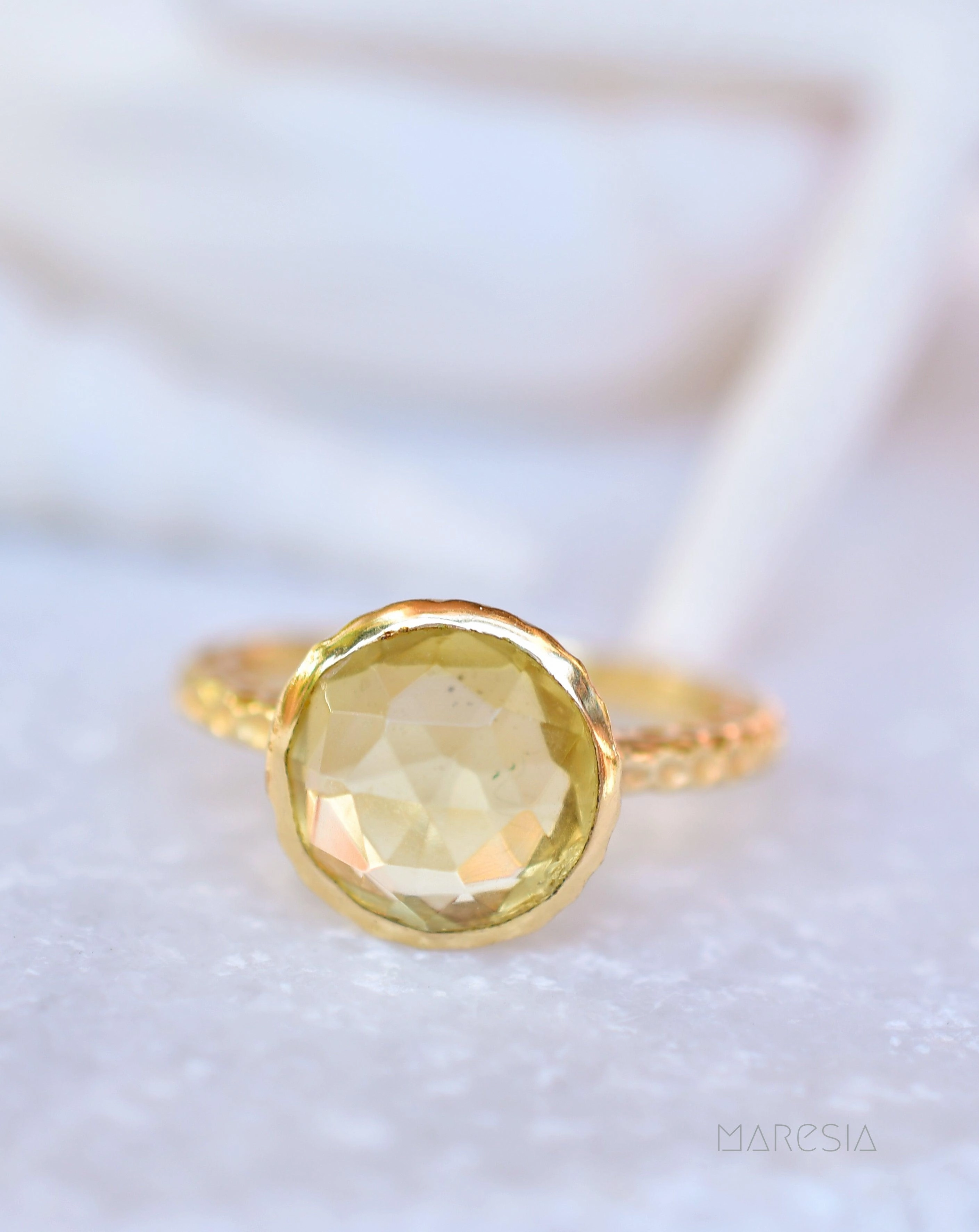 Gabi Yellow Topaz hydro Gold Ring ~ 18k Gold Plated ~ SMR109