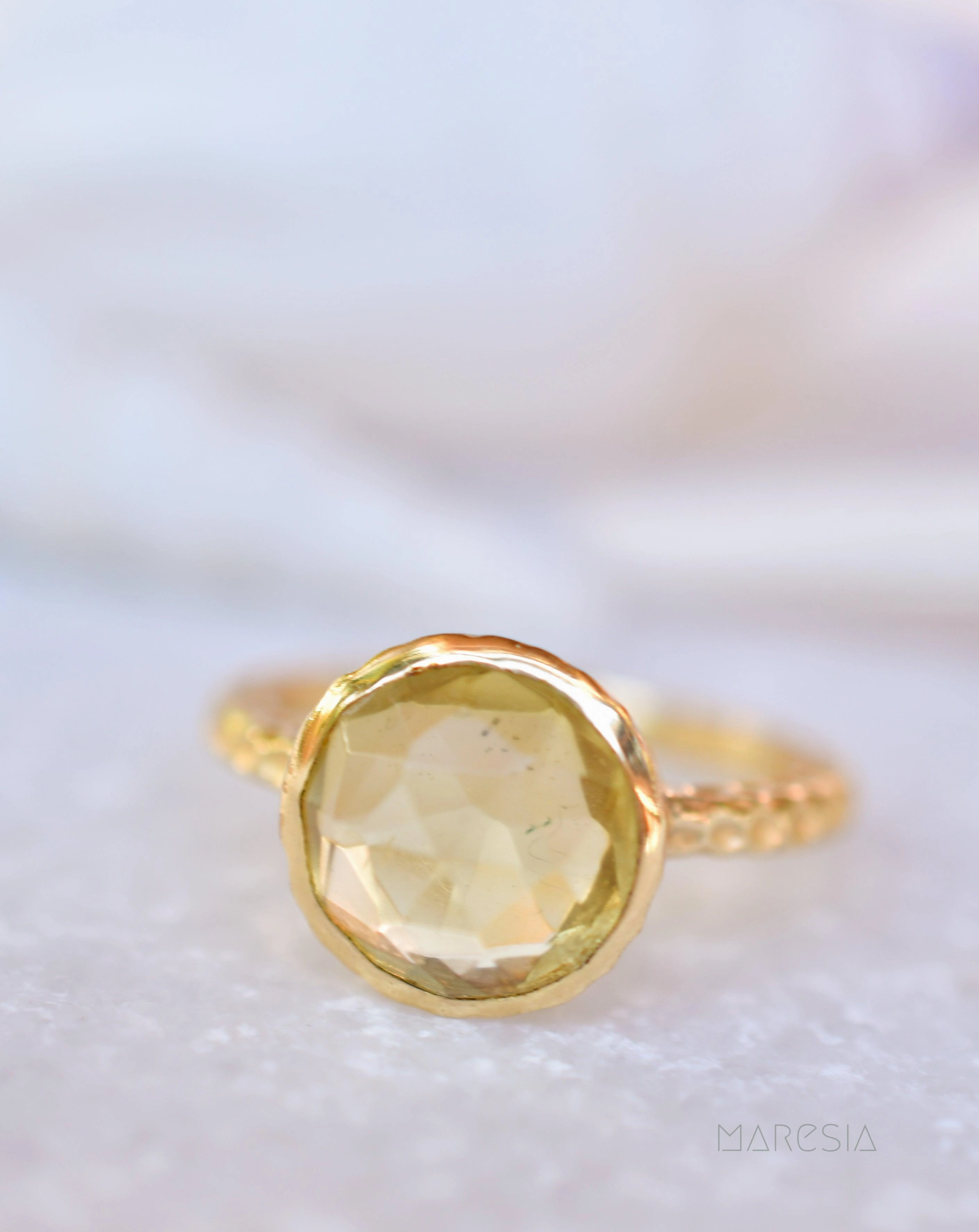 Gabi Yellow Topaz hydro Gold Ring ~ 18k Gold Plated ~ SMR109