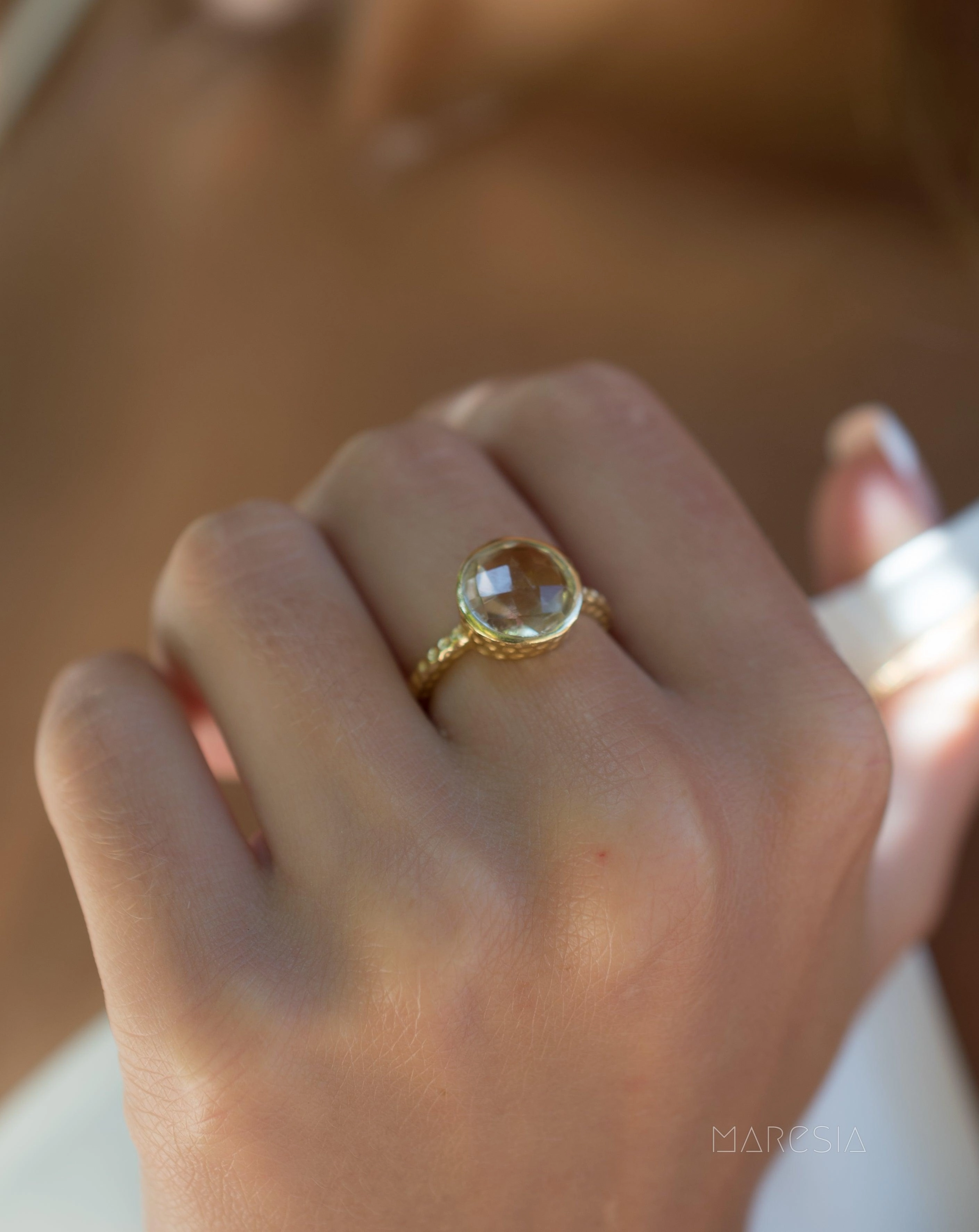 Gabi Yellow Topaz hydro Gold Ring ~ 18k Gold Plated ~ SMR109