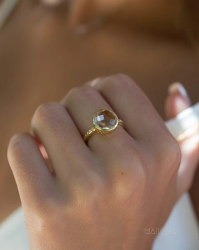 Gabi Yellow Topaz hydro Gold Ring ~ 18k Gold Plated ~ SMR109