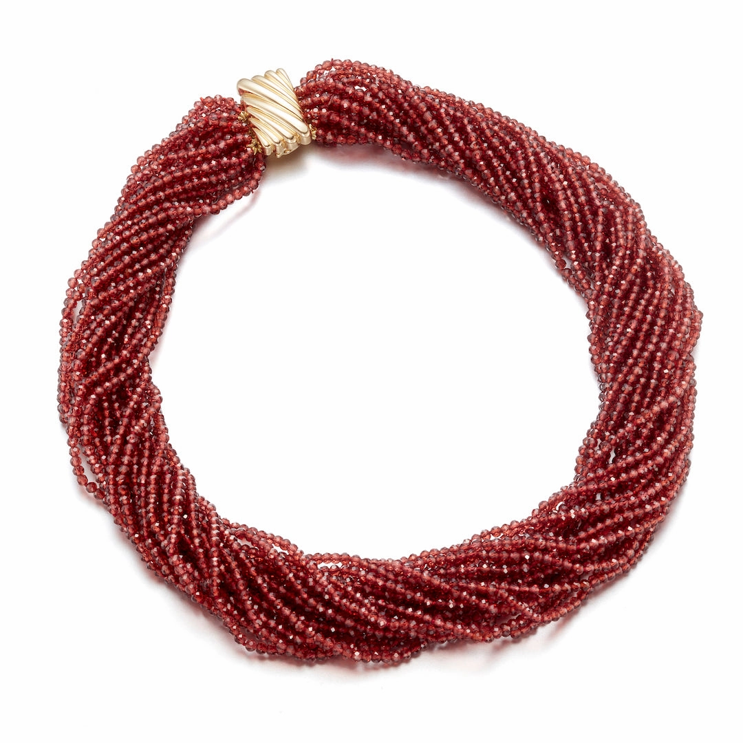 Garnet 20-Strand Twist Necklace
