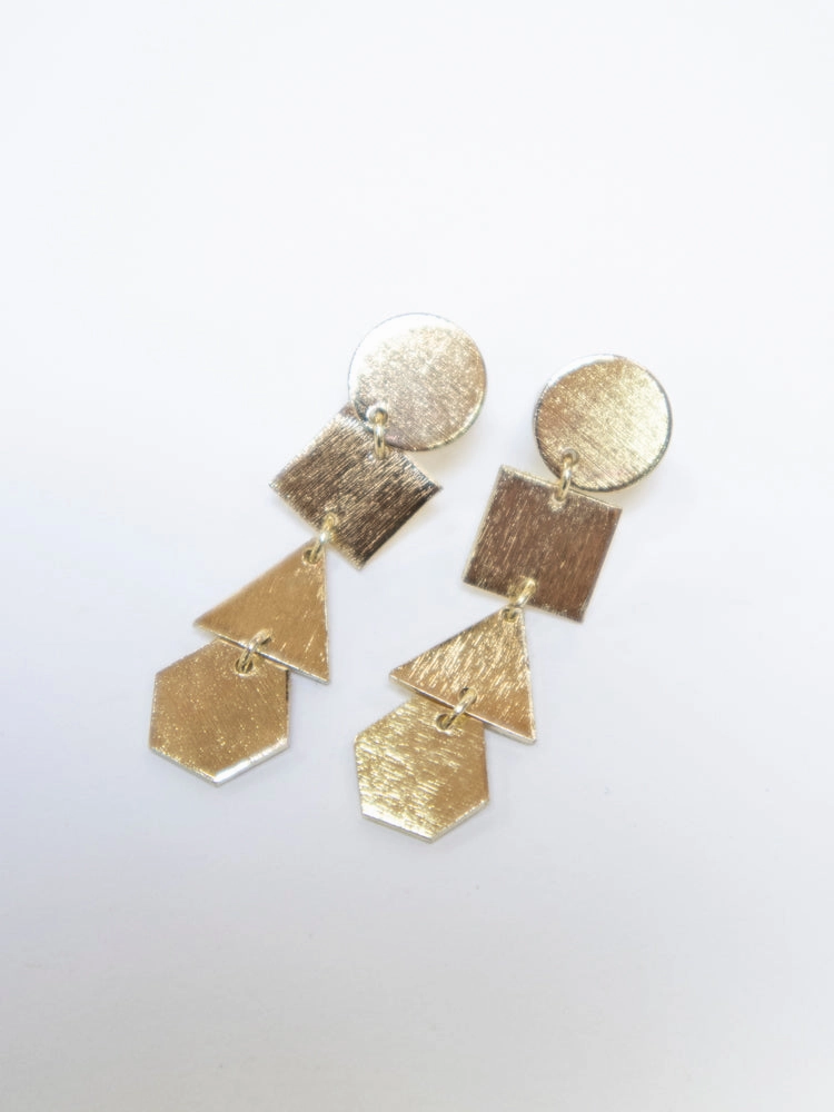 Geometry Dangle Studs - Gold