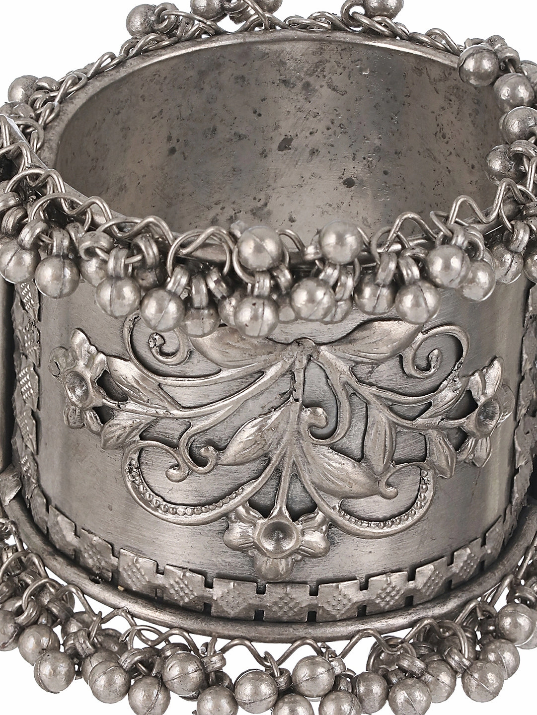 German Silver Oxidised Silver-Plated Textured Bangle-Style Bracelet