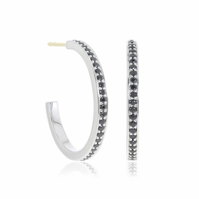 Gigi Hoop Earrings in Black Spinel