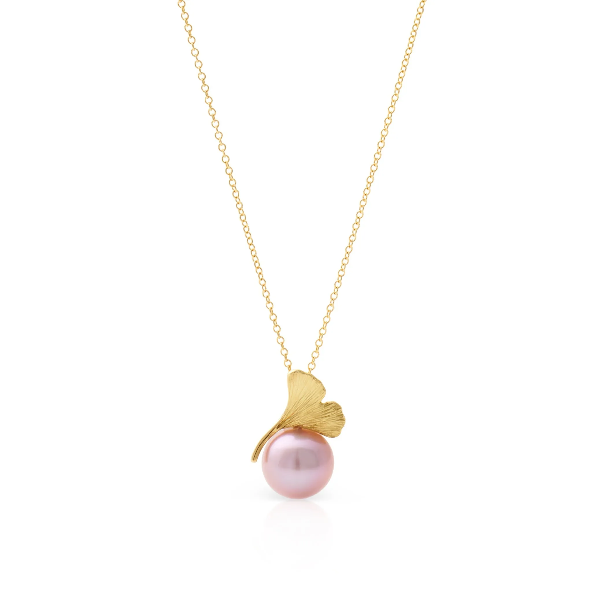 Ginkgo Pink Pearl Pendant Necklace