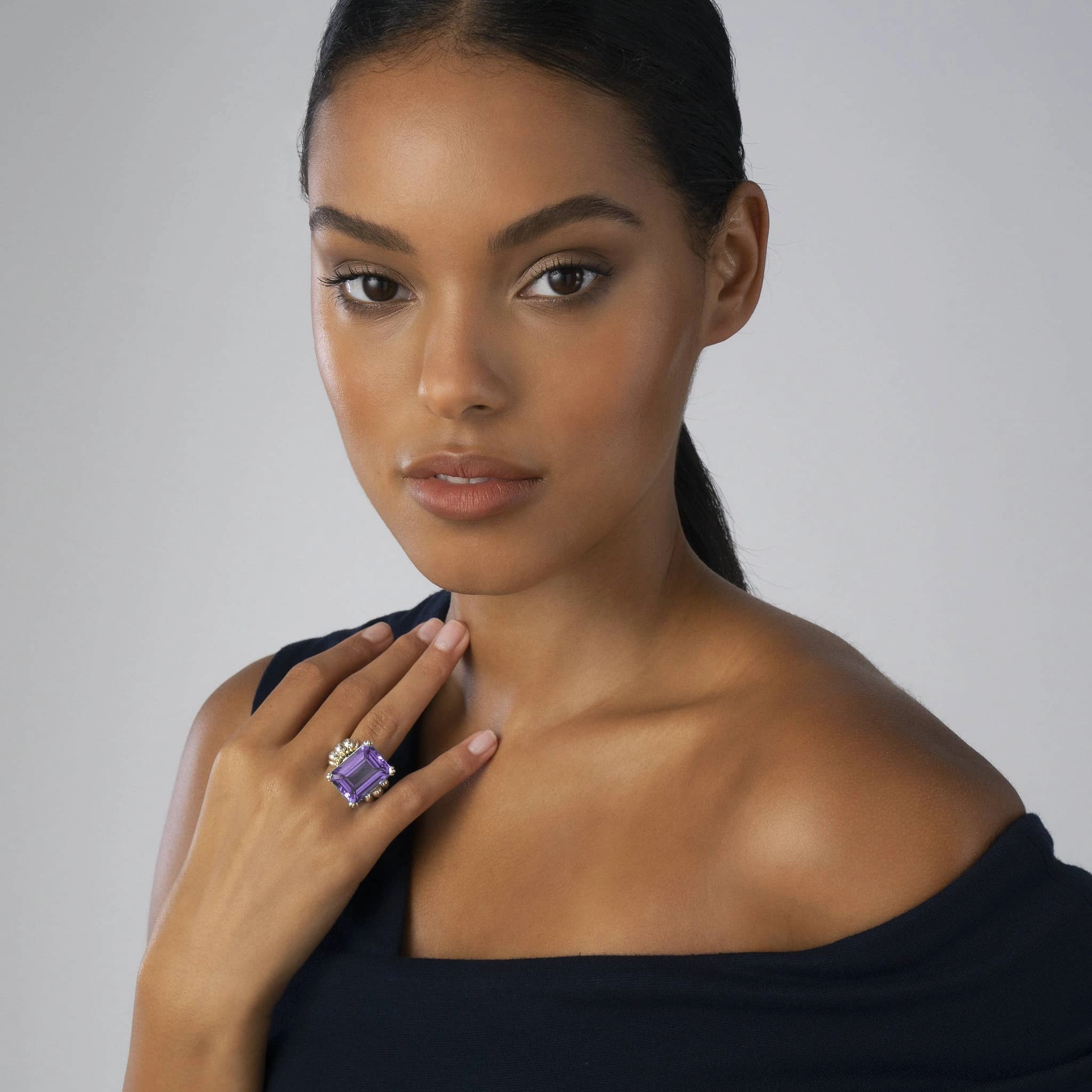 Glacier Extra Large Emerald-Cut Amethyst Ring