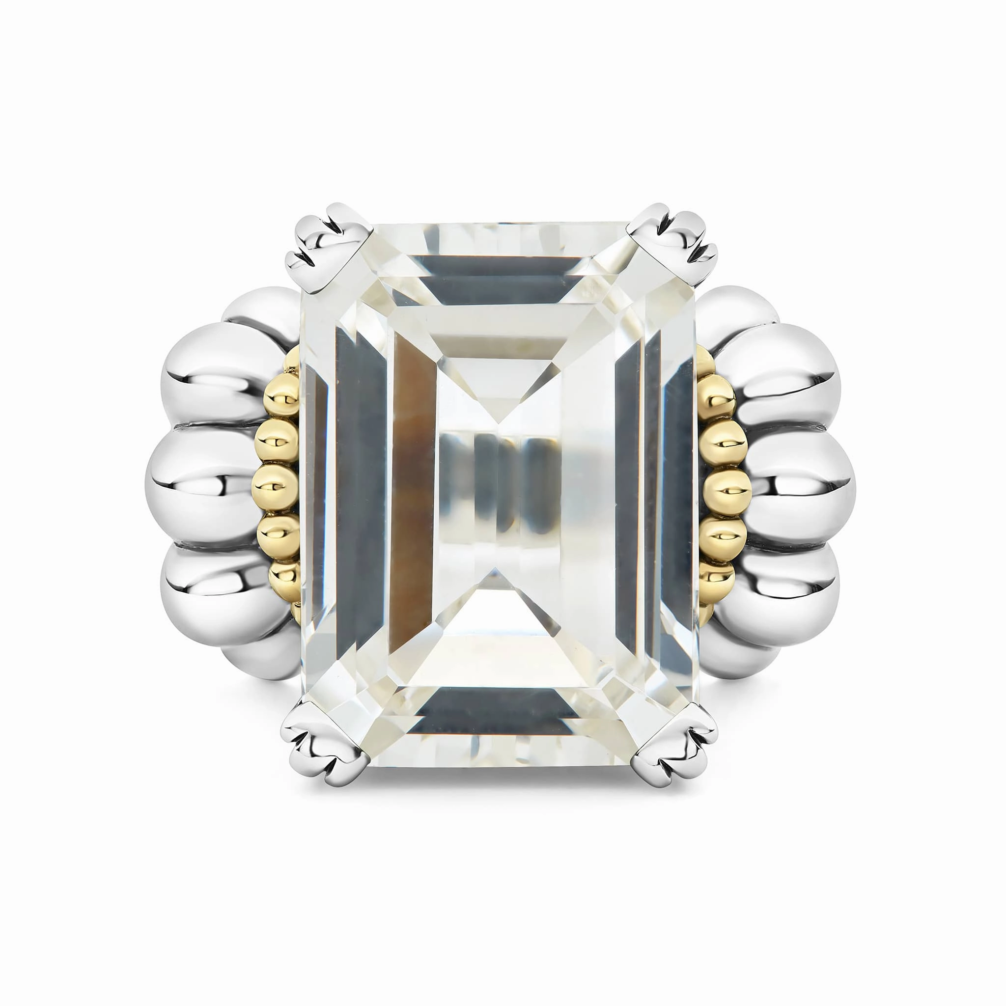 Glacier Extra Large Emerald-Cut White Topaz Ring