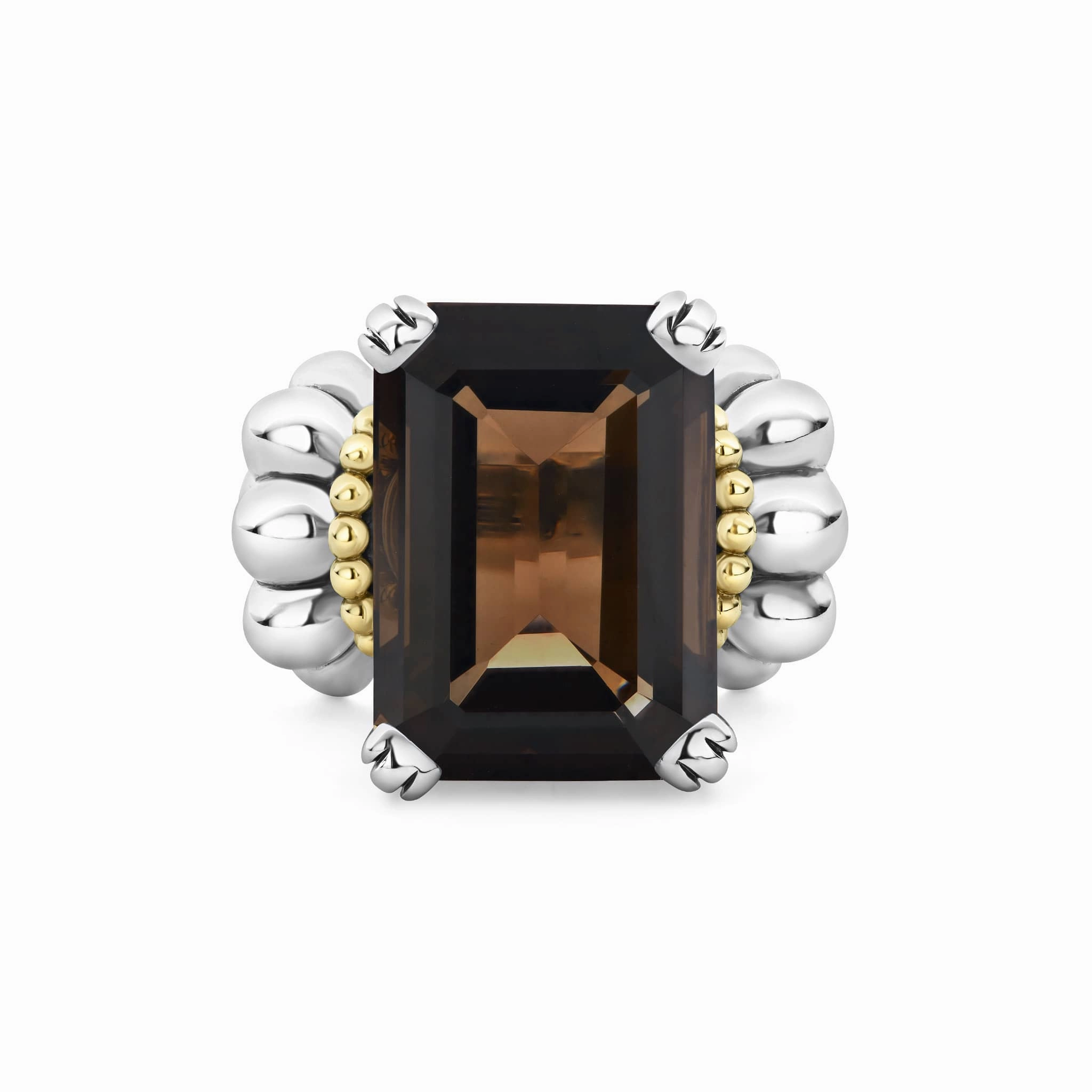 Glacier Large Emerald-Cut Smokey Quartz Ring