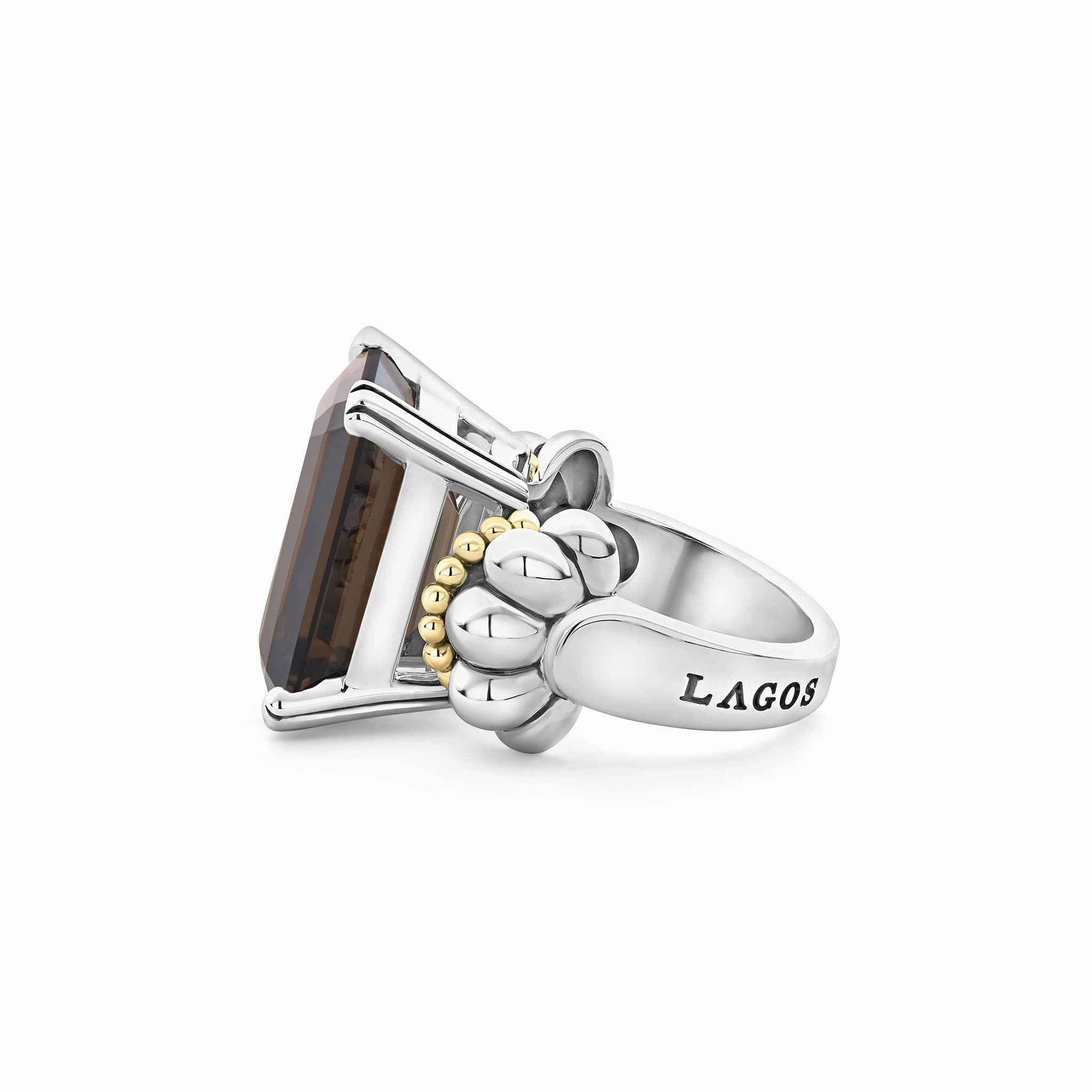 Glacier Large Emerald-Cut Smokey Quartz Ring