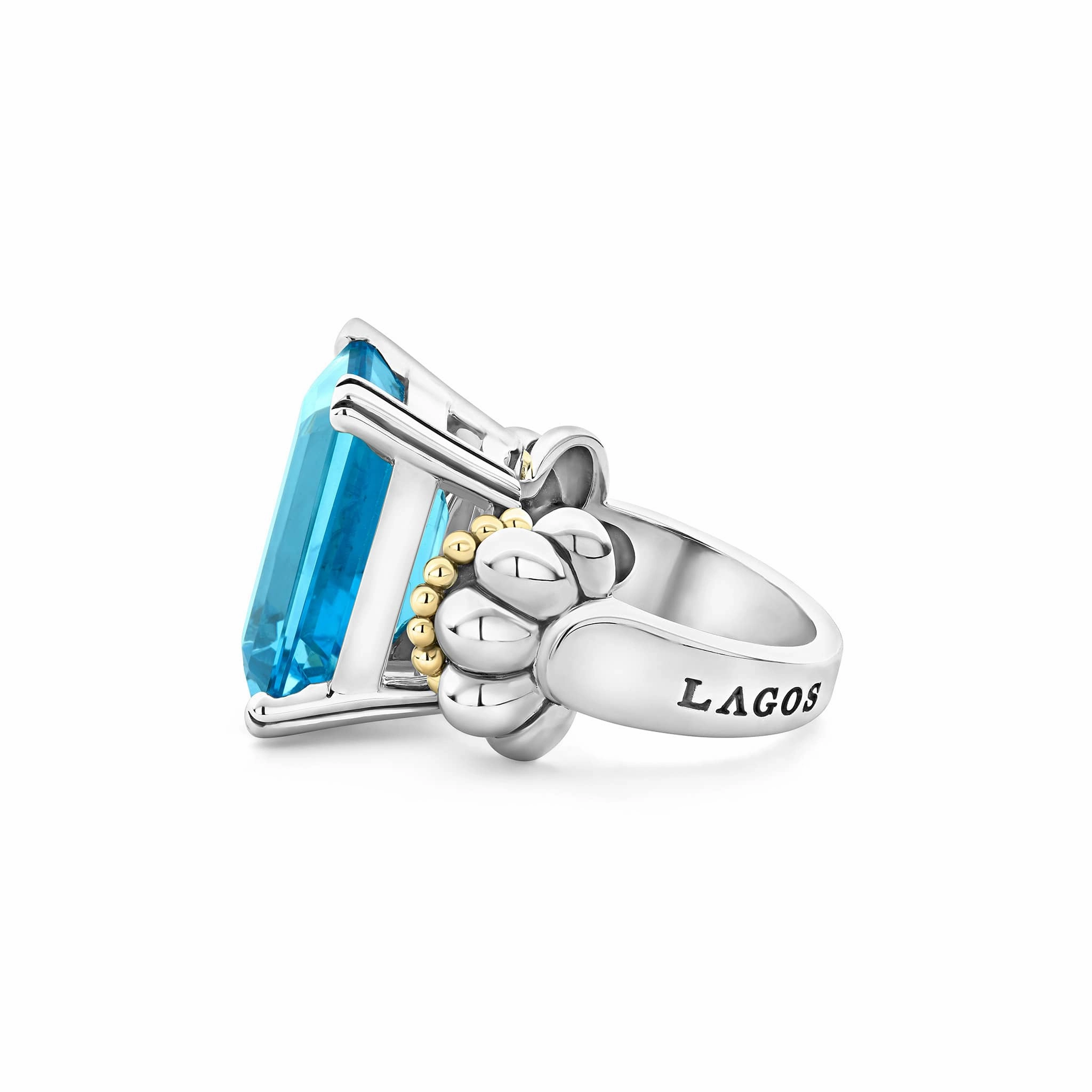 Glacier Large Emerald-Cut Swiss Blue Topaz Ring
