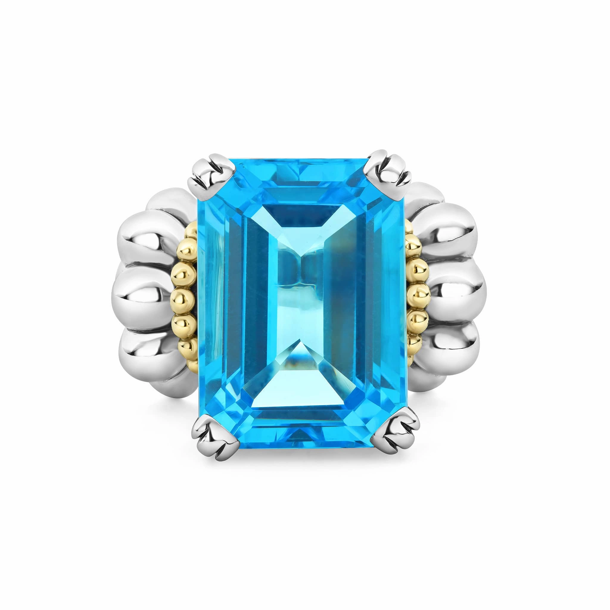 Glacier Large Emerald-Cut Swiss Blue Topaz Ring