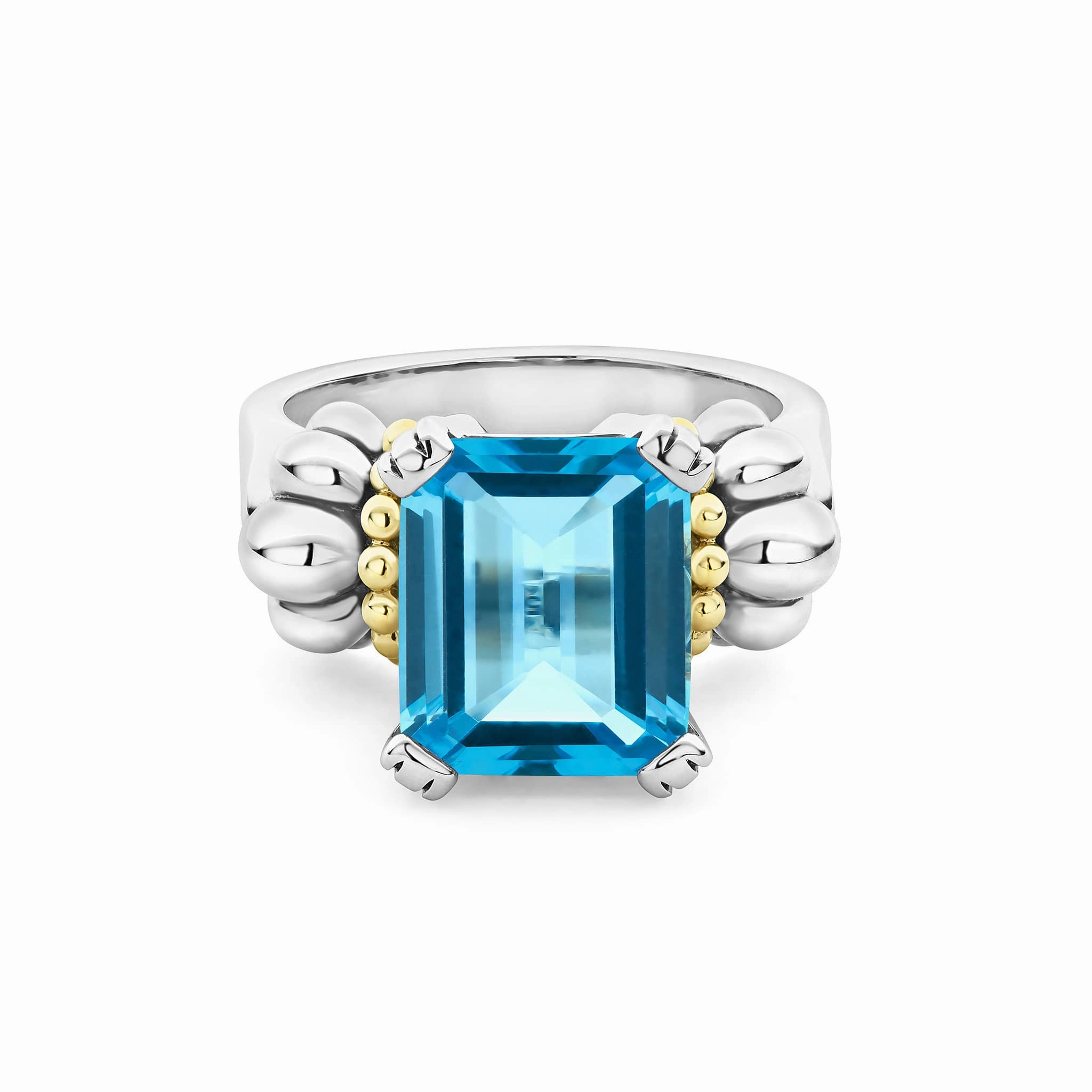 Glacier Medium Emerald-Cut Swiss Blue Topaz Ring