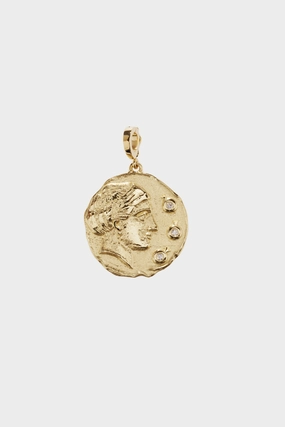 Goddess of Women Large Diamond Coin, Yellow Gold