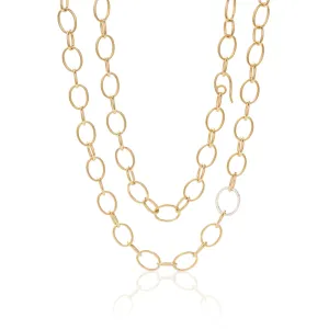 Gold & Diamond Oval Link Long Necklace