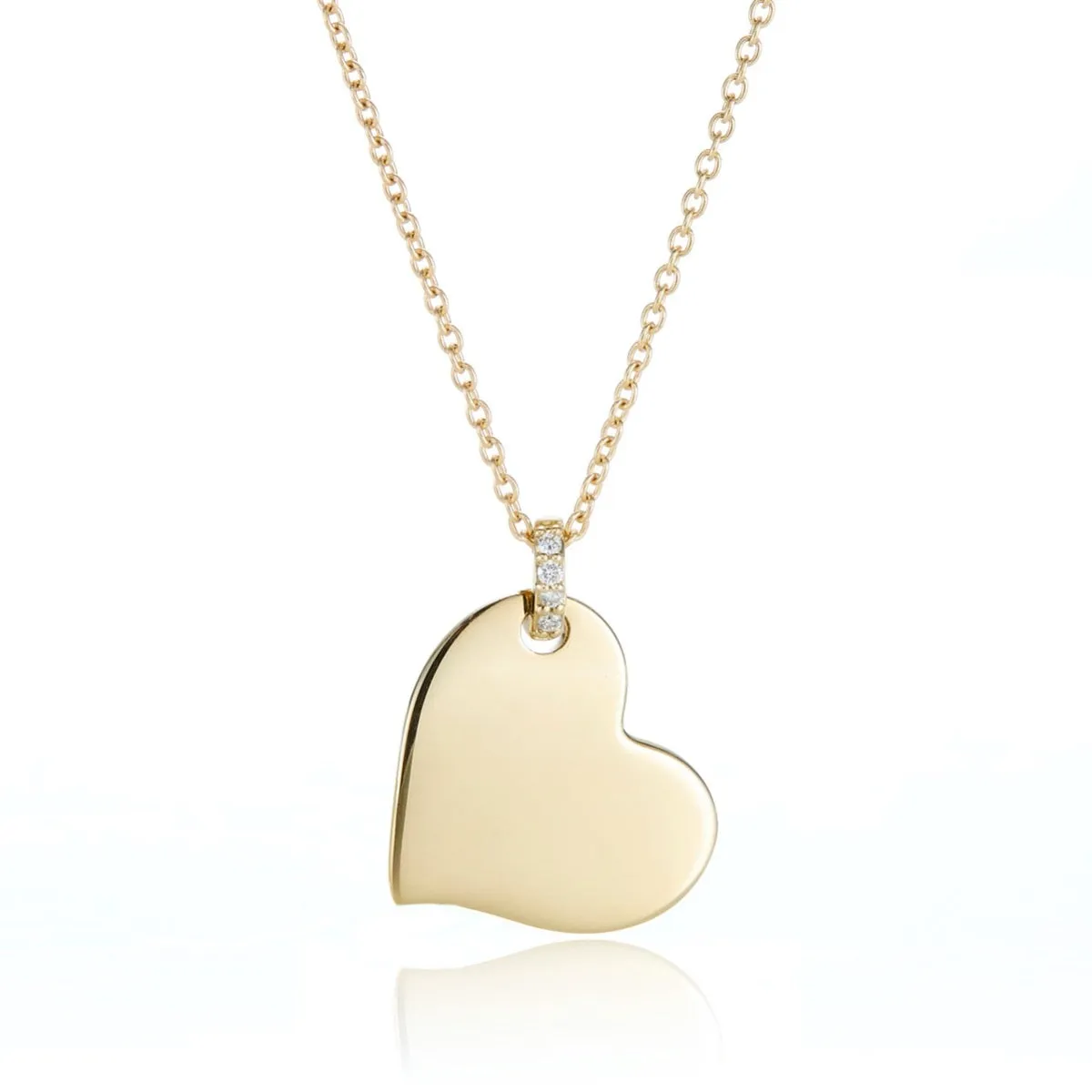 Gold Heart & Diamond Pendant Necklace