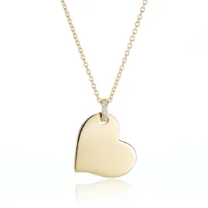 Gold Heart & Diamond Pendant Necklace