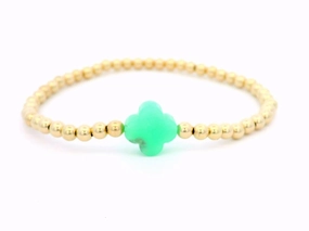 Gold Filled 4mm Beaded Bracelet With Large Chrysophase Petal