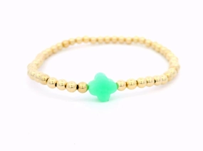 Gold Filled 4mm Beaded Bracelet With Small Chrysophase Petal
