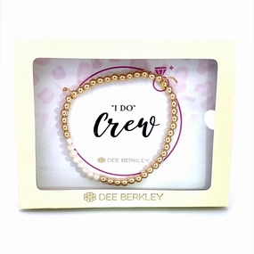 Gold Filled Bead With Pearl Bar In "I Do Crew" Cream Gift Box