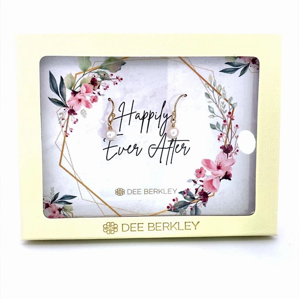 Gold Filled Hooks With Pearl Dangle In "Happy Ever After" Cream Gift Box