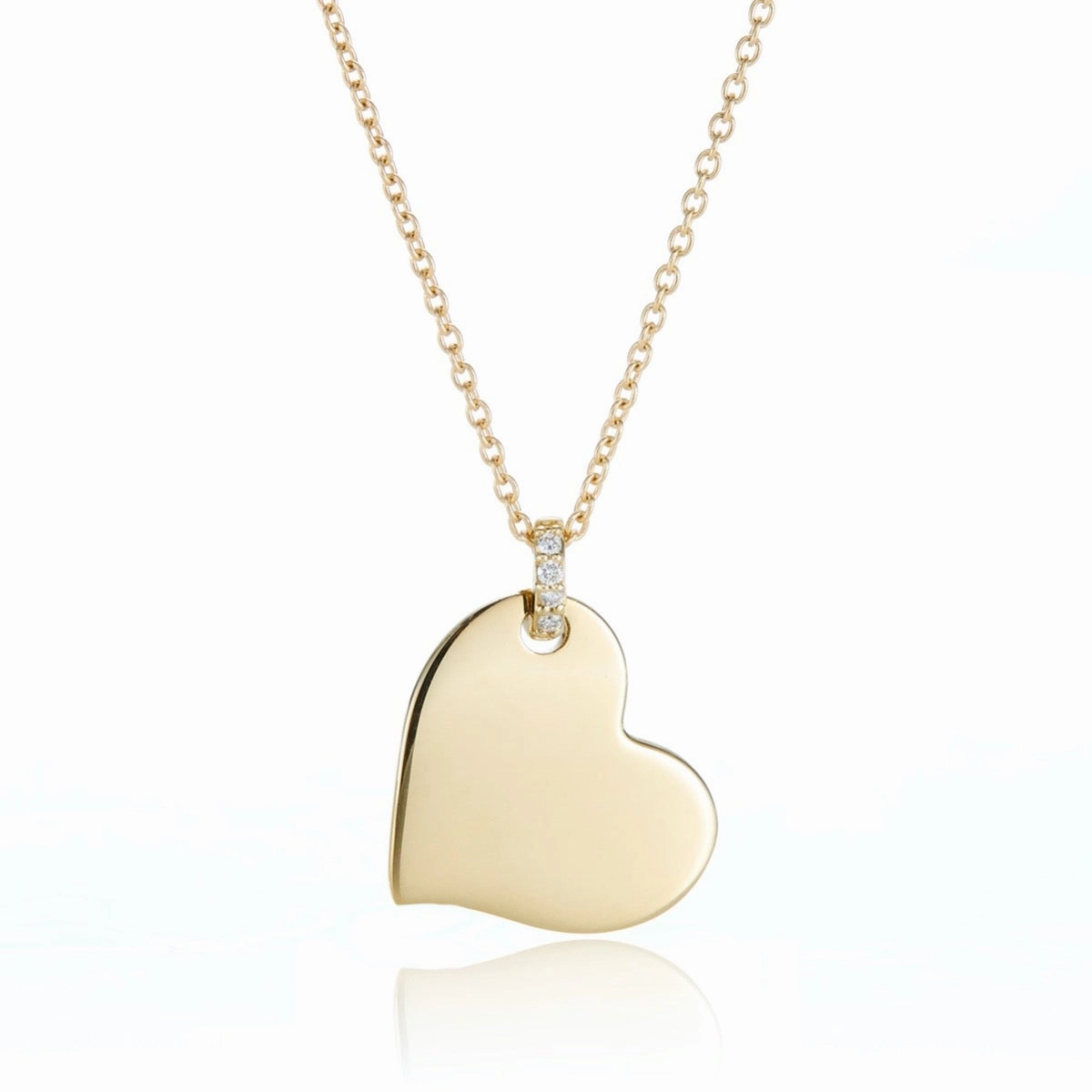 Gold Heart & Diamond Pendant Necklace