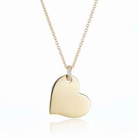Gold Heart & Diamond Pendant Necklace