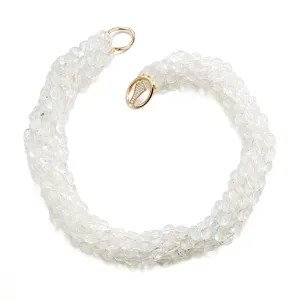 Graduated Moonstone 8-Strand Twist Necklace with Diamond Clasp