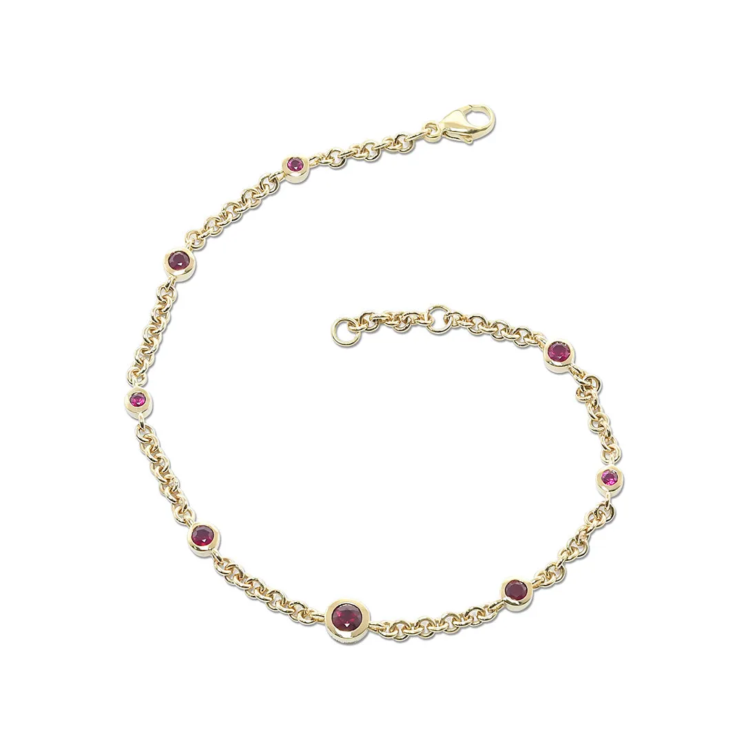 Graduated Ruby Round Link Bracelet