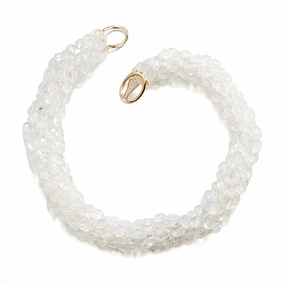 Graduated Moonstone 8-Strand Twist Necklace with Diamond Clasp