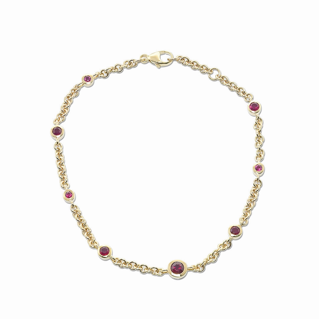 Graduated Ruby Round Link Bracelet
