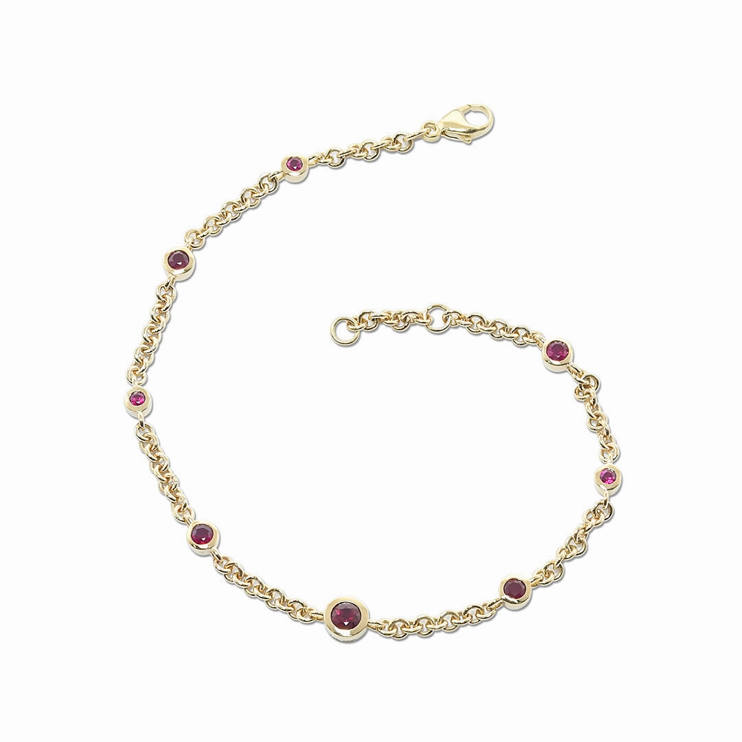 Graduated Ruby Round Link Bracelet