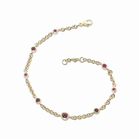 Graduated Ruby Round Link Bracelet