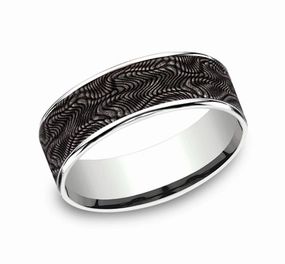 Gray Tantalum And 14K White Gold The Python Snakeskin Patterned 7.5mm Wedding Band