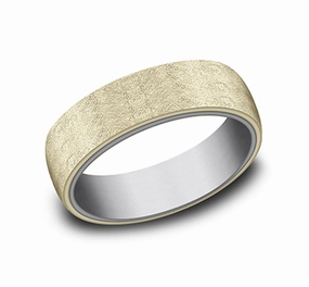 Gray Tantalum And 14K Yellow Gold The Aurora Swirl Finish 6.5mm Wedding Band
