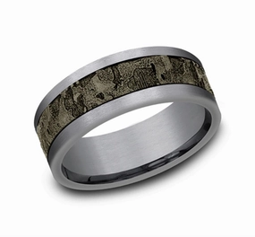 Gray Tantalum The Stud 8mm Wall Fracture Finish Wedding Band