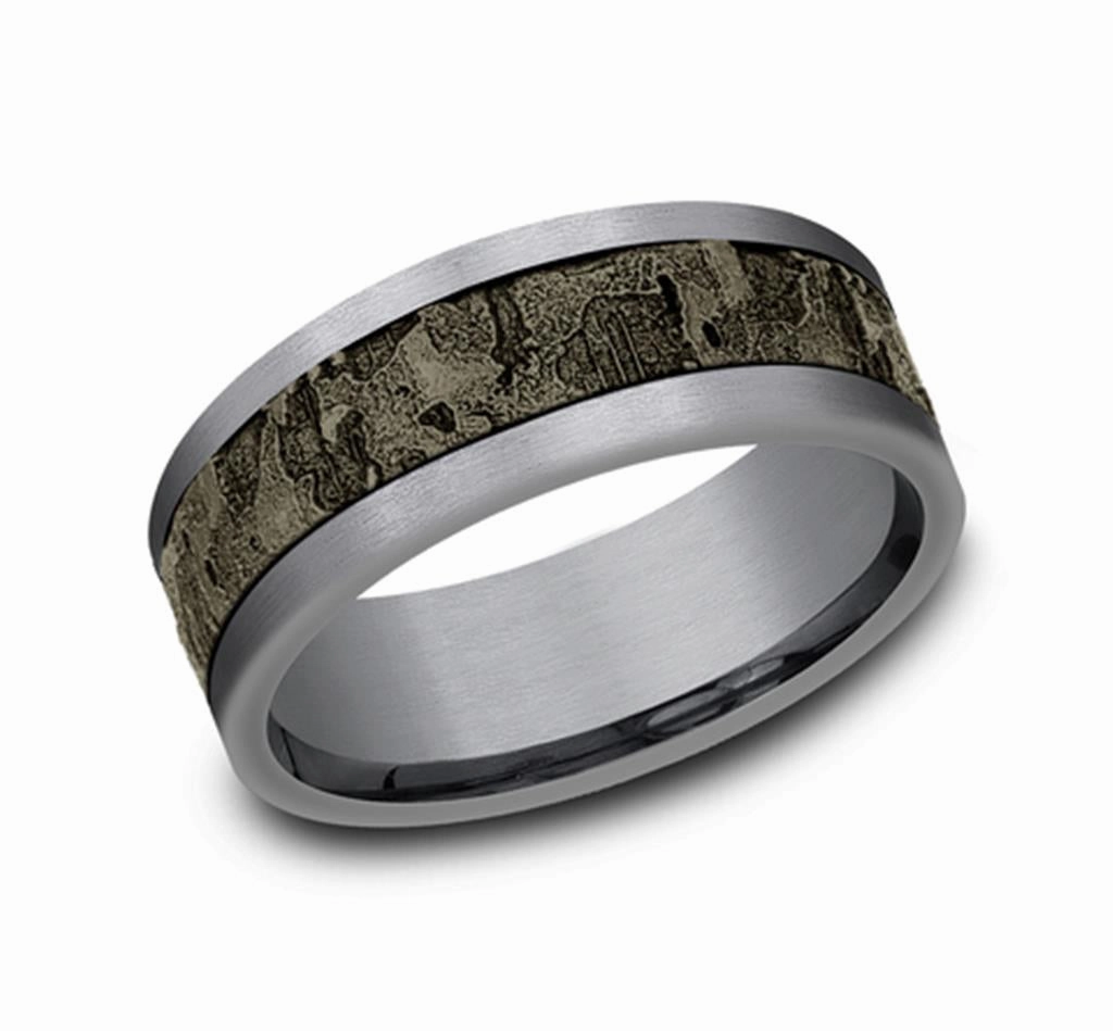 Gray Tantalum The Stud 8mm Wall Fracture Finish Wedding Band