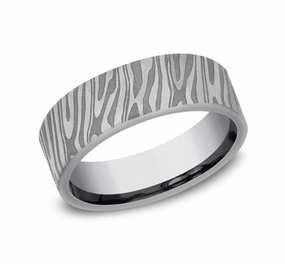 Gray Tantalum The Tiger Stripe 7mm European Comfort Fit Wedding Band