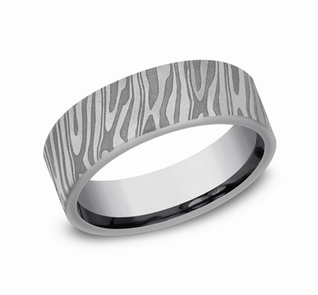 Gray Tantalum The Tiger Stripe 7mm European Comfort Fit Wedding Band