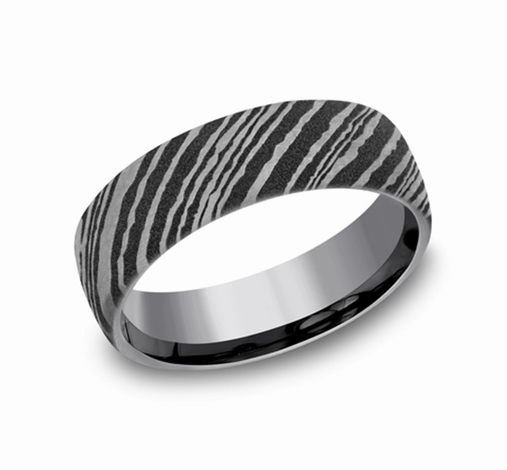 Gray Tantalum The Wood Grain 6.5mm European Comfort Fit Wedding Band
