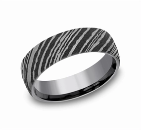 Gray Tantalum The Wood Grain 6.5mm European Comfort Fit Wedding Band
