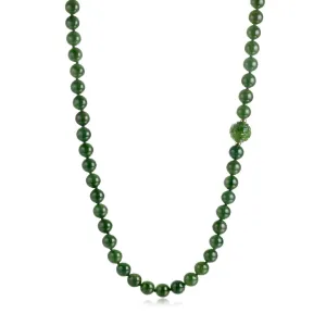 Green Nephrite Jade Dragon Ball Rope Necklace