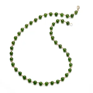 Green Nephrite Jade Gold Link Necklace