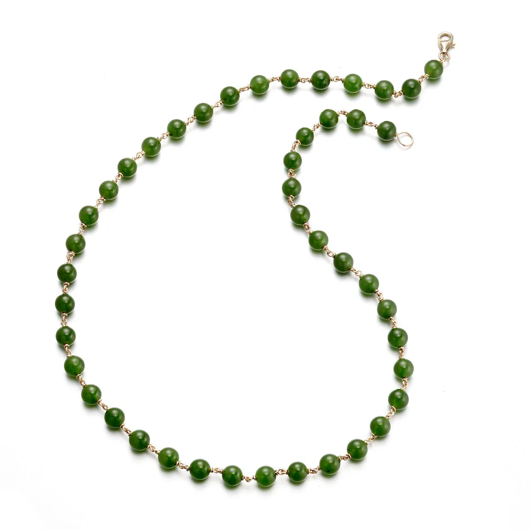 Green Nephrite Jade Gold Link Necklace