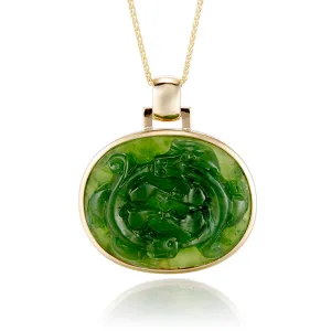 Green Nephrite Jade Water Dragon Pendant